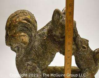 Cement Garden Statue of Squirrel; 15" wide x 14"Tall. 