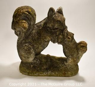 Cement Garden Statue of Squirrel; 15" wide x 14"Tall. 