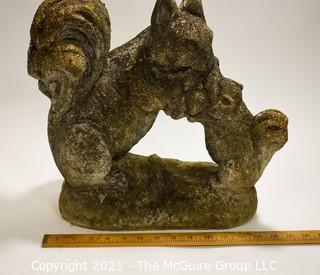 Cement Garden Statue of Squirrel; 15" wide x 14"Tall. 