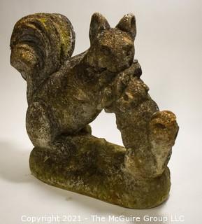 Cement Garden Statue of Squirrel; 15" wide x 14"Tall. 