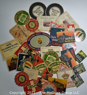 Group of Vintage International Travel & Hotel Stickers.  Unused. 