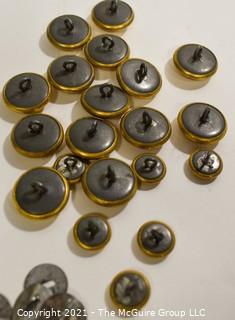 Set of (20) Vintage Brass FD Fire Deparment Buttons in Two Sizes with Shank.  