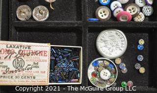 Collection of Vintage Buttons Includes Some Rhinestones.