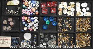 Collection of Vintage Buttons Includes Some Rhinestones.