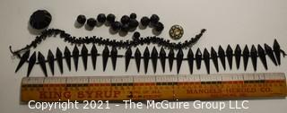 Collection of Antique Hand Carved Black Jet or Glass Buttons and Embellishments. 