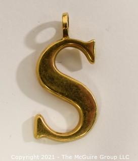 14 kt Gold "S" Initial Charm or Pendant.  It weighs approximately 4.8 Gr.