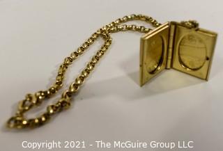 Victorian Gold Filled Locket on Heavy Link Chain.  Unmarked. 