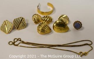 Group of 14 Kt Gold Marked Jewelry Parts & Pieces.  Weighs approximately 9.3 gr.