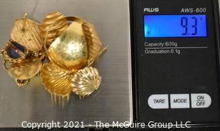 Group of 14 Kt Gold Marked Jewelry Parts & Pieces.  Weighs approximately 9.3 gr.