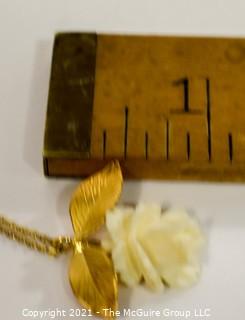 Gold filled & Lucite Flower Pendant on Chain. 