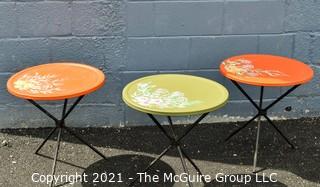 MCM Collapsible "Patio Tables"; 19" diameters floral design and colors