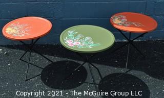 MCM Collapsible "Patio Tables"; 19" diameters floral design and colors