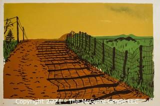 Original Silk Screen of Fence Line.  Unsigned, but Attributed to Sarah Isabella Rockwell Young (1930-2016) Berkeley Springs, WV: 