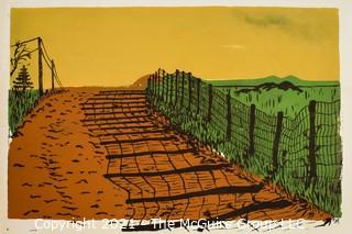 Original Silk Screen of Fence Line.  Unsigned, but Attributed to Sarah Isabella Rockwell Young (1930-2016) Berkeley Springs, WV: 