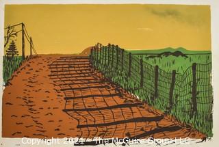 Original Silk Screen of Fence Line.  Unsigned, but Attributed to Sarah Isabella Rockwell Young (1930-2016) Berkeley Springs, WV: 