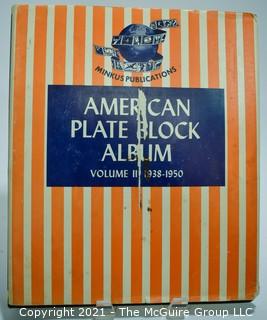 Vintage Stamp Book for collecting Plate Blocks, many early plate block inside