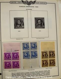 Vintage Stamp Book for collecting Plate Blocks, many early plate block inside