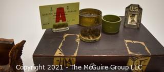 Eclectic collection Includes Military Items, Pin Frogs, Book Ends, etc 