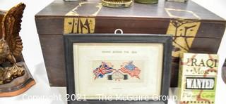 Eclectic collection Includes Military Items, Pin Frogs, Book Ends, etc 