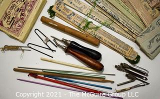 Collection of Vintage Threads; Needles; Rug Hooks, in original packaging 