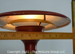 Adjustable Red Metal "Saucer-Style" Desk or Table Lamp