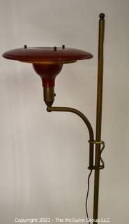 Adjustable Red Metal "Saucer-Style" Desk or Table Lamp