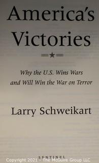 Selection of Military theme books: American Victories; Strange War...(inscribed & signed); Guadalcanal; etc