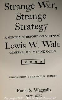 Selection of Military theme books: American Victories; Strange War...(inscribed & signed); Guadalcanal; etc