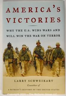 Selection of Military theme books: American Victories; Strange War...(inscribed & signed); Guadalcanal; etc