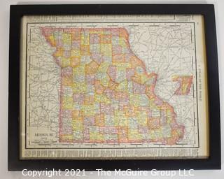 Glass Framed page of Rand, McNallay & Co. Map of Missouri from "Atlas of the United States"