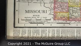 Glass Framed page of Rand, McNallay & Co. Map of Missouri from "Atlas of the United States"