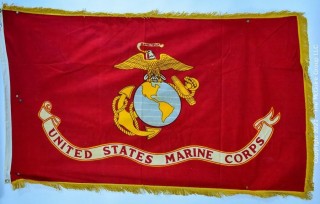 Vintage US Marine Corp Indoor/Parade Flag with gold fringe by Defiance Co.