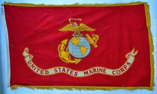 Vintage US Marine Corp Indoor/Parade Flag with gold fringe by Defiance Co.