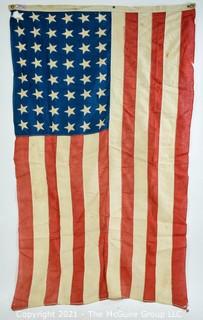 Vintage Machine Sewn 48 Star US Flag (some damage)