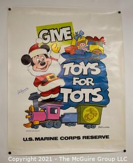 U.S. Marines "Toys For Tots" Walt Disney Mickey Mouse as Santa Poster Signed by Famed Disney Illustrator, Bob Moore (1920-2001). See also Lot # 102