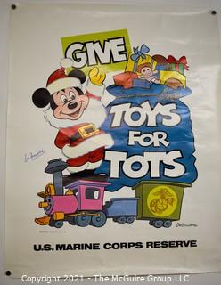 U.S. Marines "Toys For Tots" Walt Disney Mickey Mouse as Santa Poster Signed by Famed Disney Illustrator, Bob Moore (1920-2001). See also Lot # 102