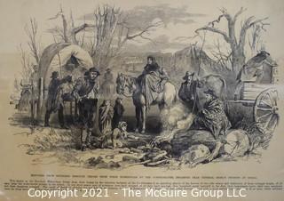 Glass Framed Vintage Lithograph, Civil War Era - Missouri Refugees 