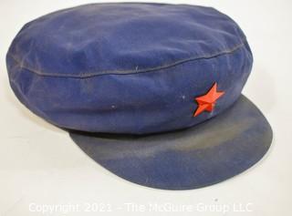 Vintage Chinese Military Soldier PLA Type 65 Blue "Mao Cap" With Red Star