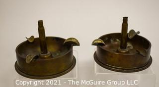 Two (2) Military Brass Trench Art Ash Trays Made of Artillery & Rifle Rounds.  