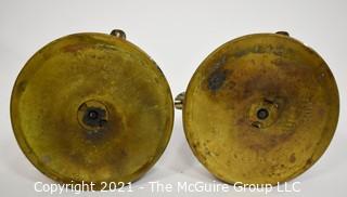 Two (2) Military Brass Trench Art Ash Trays Made of Artillery & Rifle Rounds.  