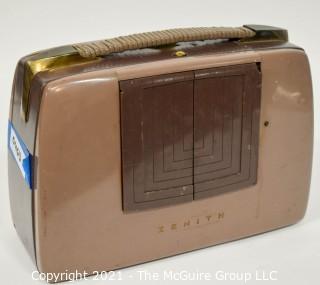 Vintage Zenith Radio Model 6G801 "Pop-Up" Portable Radio in Working Condition.  Plug has been repaired.