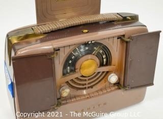 Vintage Zenith Radio Model 6G801 "Pop-Up" Portable Radio in Working Condition.  Plug has been repaired.