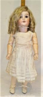 Collectible: Doll:  Bisque Doll by George Borgfeldt - 21" Pansy ll - Composition Body Pleated Pink Dress Blonde Banana Curls