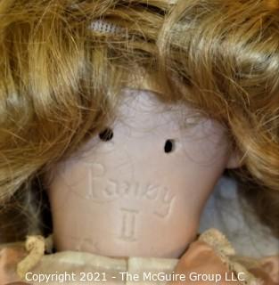 Collectible: Doll:  Bisque Doll by George Borgfeldt - 21" Pansy ll - Composition Body Pleated Pink Dress Blonde Banana Curls