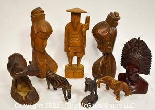 Vintage Ethnographic Wood Carvings from Africa & Tibet. 