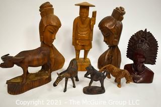 Vintage Ethnographic Wood Carvings from Africa & Tibet. 