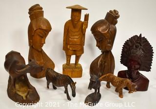 Vintage Ethnographic Wood Carvings from Africa & Tibet. 