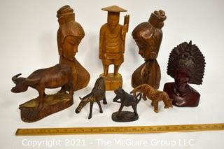 Vintage Ethnographic Wood Carvings from Africa & Tibet. 