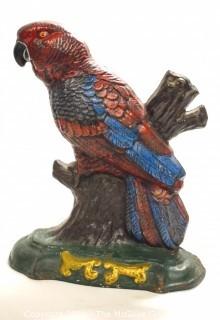 Selection of Cast Iron Tropical Bird Figurines and Door Stop.