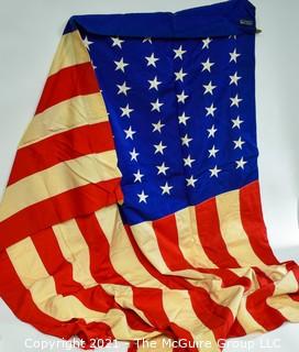 Vintage WWII Cotton Stiched Federal ArtGlo Brand US Flag (48 stars).  Wear from age and use. 